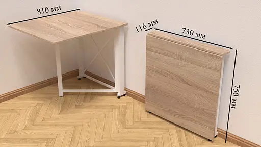 Стіл-книга трансформер Оріон 1 Ferrum-decor 750x810x730 Білий метал ДСП Дуб Сонома 16 мм (FRD-104607) - фото 7