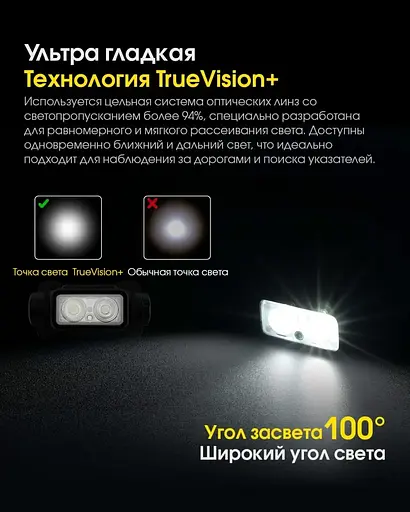 Налобний ліхтар Nitecore NU40 із датчиком наближення USB Type-C 1000лм - фото 9