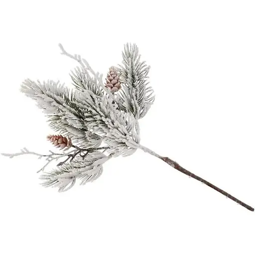Декоративный пучок хвои с шишками Белый 35 см - фото 1