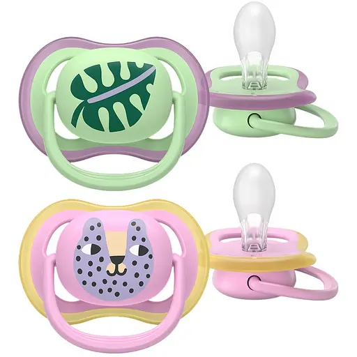 Пустышка Philips Avent Ultra Air 6-18 мес. 2 шт. розовая с салатовым (SCF087/13)