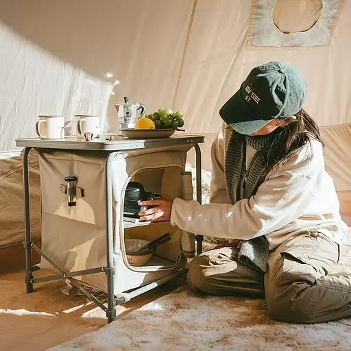 Раскладной туристический стол с полками Naturehike CNH22JU031 (Бежевый) - фото 5