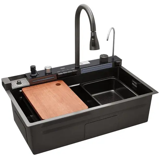 Кухонная мойка Kroner KRP Schwarze - SET7546ARTHM PVD (3.0/0.8 мм) (CV033375) - фото 1