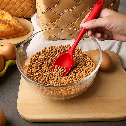 Силиконовая ложка кухонная термостойкая нейлоновая 20.5 см, Kitchen Master Красный 87412 - фото 2