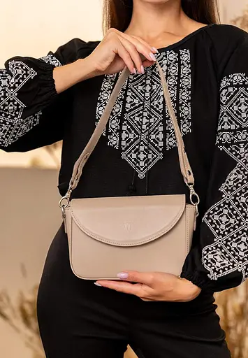 Жіноча шкіряна сумка Molly світло-бежевий краст - фото 6