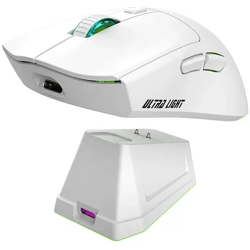 Бездротова миша Jedel WD139 ігрова із зарядною станцією білий - фото 1