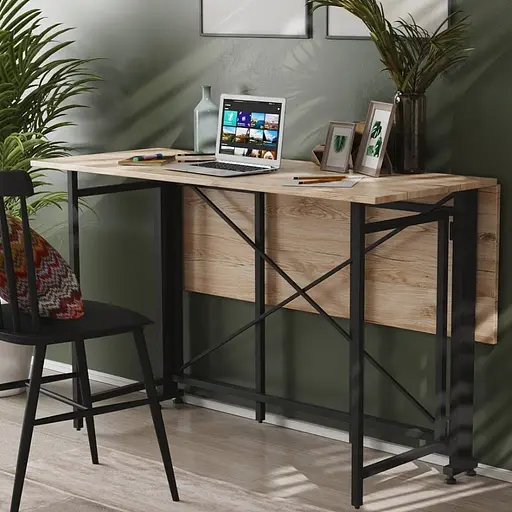 Стіл-книжка трансформер Оріон 3 Ferrum-decor 750x1150x880 Чорний метал ДСП Дуб Сан-Марино 16 мм (FRD-105082)