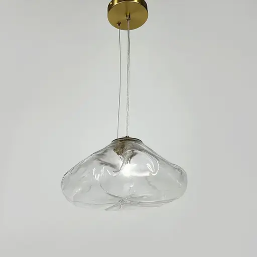 Скляний прозорий підвіс з легкими вигинами у латунному корпусі Ø 30 см | Line F | Арт. MJ82-300 AB+CL - фото 8