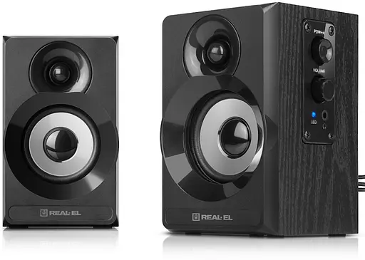 Колонки 2.0 Real-El S-217 Black, 2 x 6 Вт, МДФ, питание от сети 220V, управление спереди - фото 2