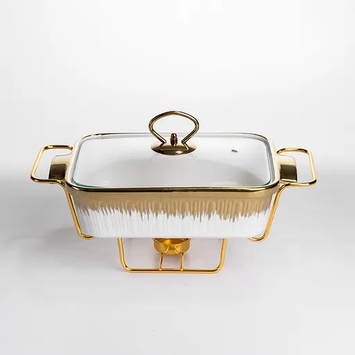 Мармитница прямоугольная Yiwu со стеклянной крышкой на металлической подставке с подогревом 31х16х11 см настольный мармит для первых блюд ML-860-11 - фото 5