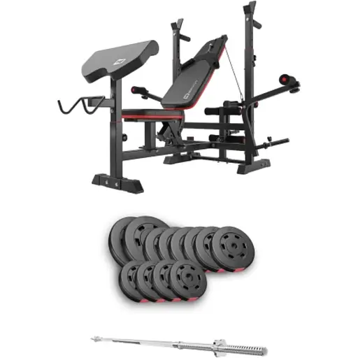 Набор Hop-Sport Premium 69кг со скамьей HS-1075 Pro и штангой