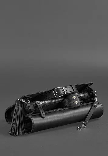 Шкіряна жіноча сумка Еліс чорна crazy horse - фото 7