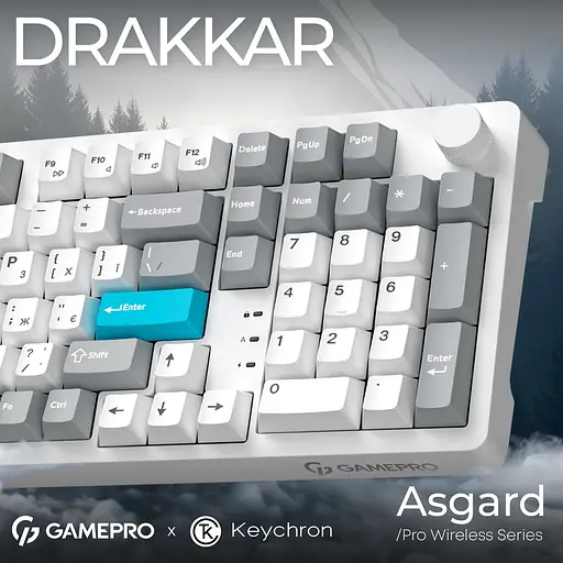 Клавіатура GamePro Asgard Drakkar Keychron Super Red Switch Wireless/Bluetooth/USB White бездротова (MK305WH) - фото 11