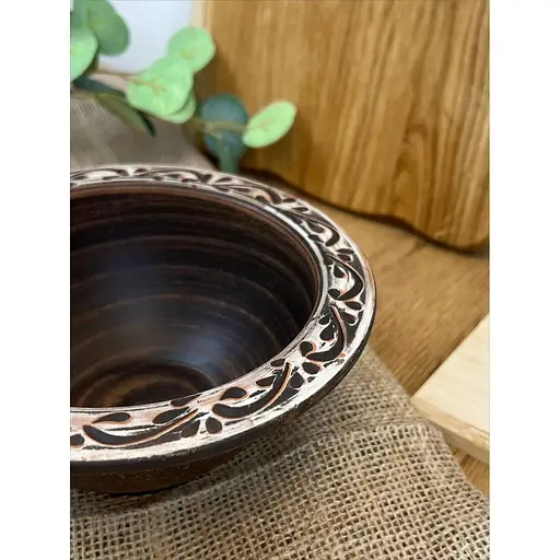 Миска для галушок керамічна (глиняна) різьблена Ангоб 700 мл - фото 4