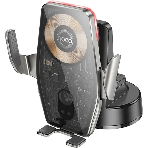 Автодержатель с беспроводной зарядкой Hoco HW27 Traveler Black Metal Gray [151326] - фото 2