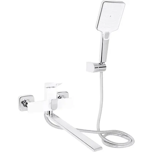 Смеситель для ванной Qtap Presto с душевым гарнитуром Chrome/White QTPRE2601CRW45578 - фото 1