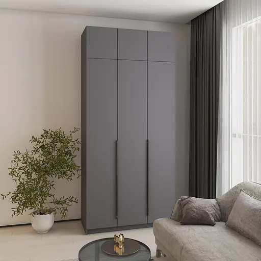 Шафа 3-дверна з антресоллю MebelStar Оскар ДСП BL-B, додаткова штанга 120x52x260 см Антрацит (MBS-4880) - фото 1