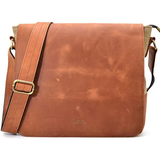 Кожаная мужская сумка через плечо TARWA 30х32х7.5 см sum0025909 - фото 1