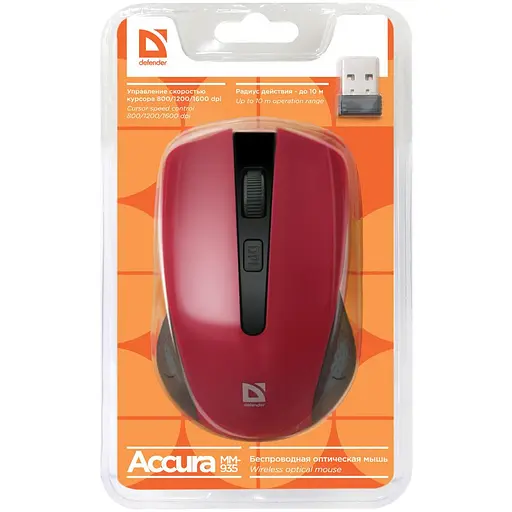 Мышь Defender Accura MM-935 Wireless Red (52937) - фото 5