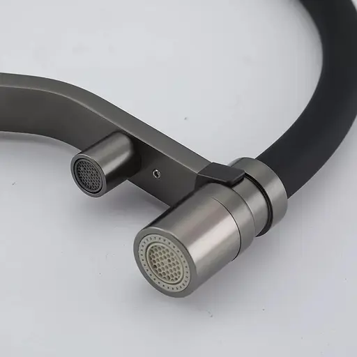 Змішувач для кухні під фільтр з гнучким виливом збройована сталь Frap G4395-69 Графітовий хром - фото 2