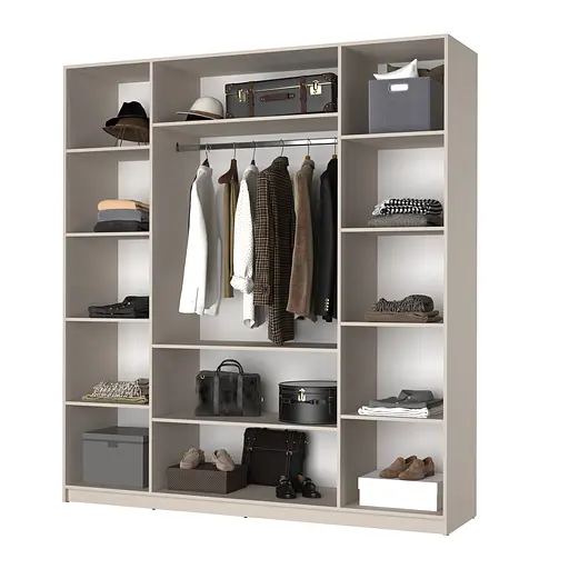 Шкаф 4-дверный MebelStar Оскар ДСП BG, комплект полок 200x52x220 см Серая мышка (MBS-4736) - фото 2