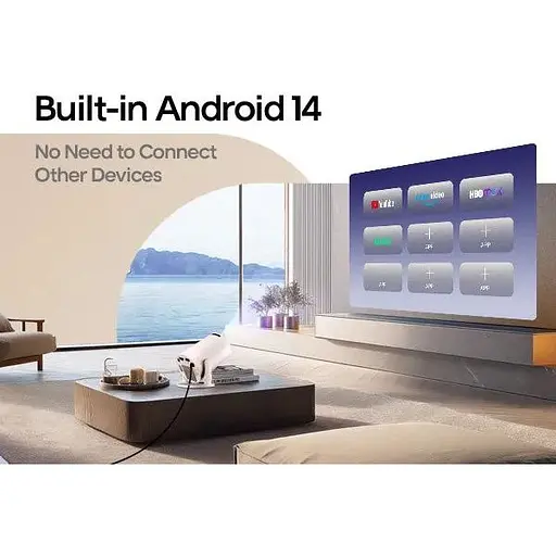 Смарт проектор Magcubic HY300 Pro Android 14, chip H726, 8K24fps, 1GB/8GB Wi-Fi 2.4G/5G Кінотеатр White (19029) - фото 7