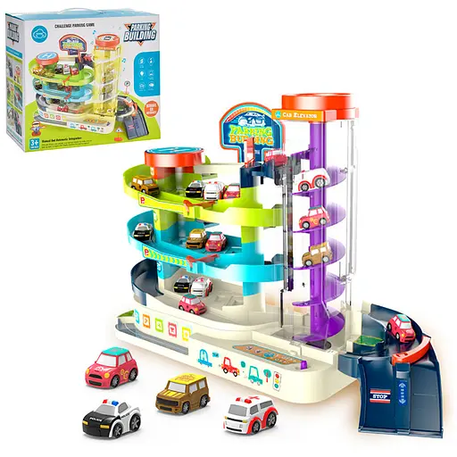 Гараж трехэтажный, 4 машинки, автоматический подъемник, свет, мелодия T103-77A
