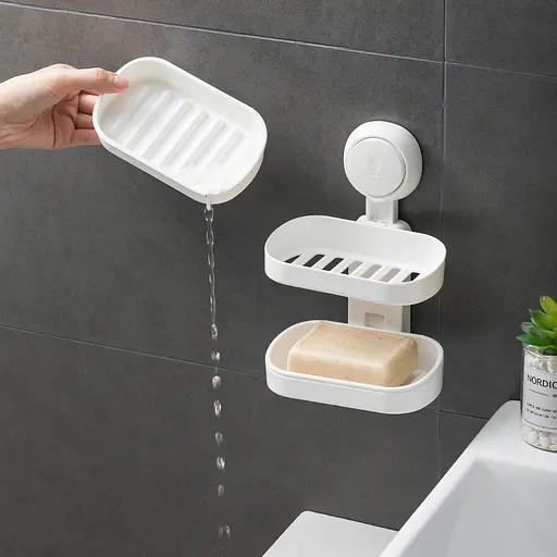 Мыльница на вакуумной присоске Aquatica двойная s42 142×111×201мм (9784290) - фото 5