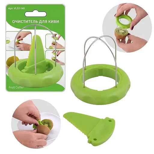 Нож резак для очистки киви от кожуры приспособление очиститель для чистки киви манго фруктов, Kitchen Master Салатовый 86354 - фото 2