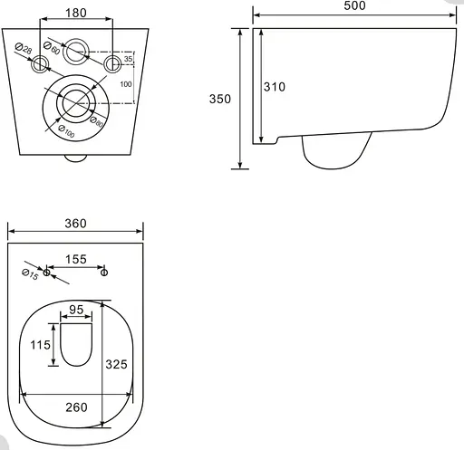 Унитаз подвесной Volle Mekko Rimless сиденье duroplast, white 1349.01000, Белый - фото 2