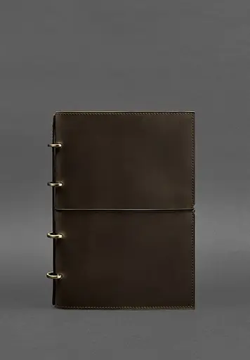 Шкіряний блокнот А4 на кільцях (Софт-бук) 9.0 в м'якій обкладинці темно-коричневий Crazy Horse - фото 2