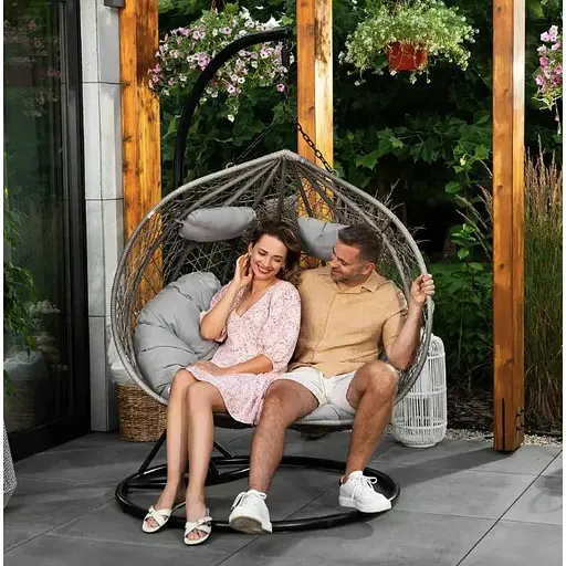 Подвесное кресло-кокон Di Volio Foggio двухместное серый - фото 2