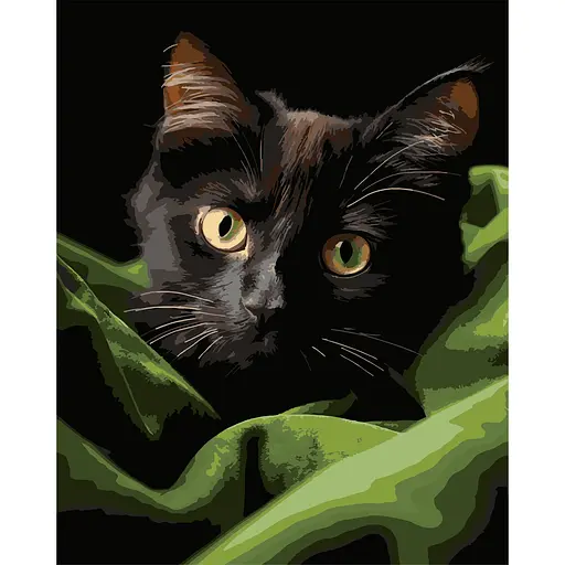 Картина по номерам Strateg Черный маленький котенок на черном фоне 40 x 50 см (AH1282) - фото 1