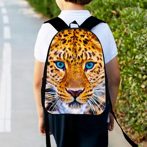 Рюкзак детский с леопардом, леопард 34х27см, городской ранец для мальчика с принтом (00433)