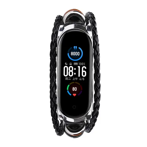 Ремінець вінтажний Carprie для фітнес-браслета Xiaomi Mi Band 3 і 4 Type A Black silver - фото 2