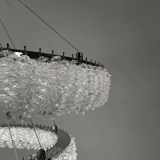 Кільцева кришталева люстра в хромі на 3 яруси 80+60+40 см | Арт. 33038-800+600+400 CH | Line F - фото 2