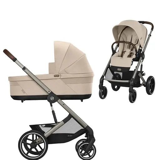Коляска Cybex Balios S Lux TPE Almond Beige з бампером + Люлька Cybex S Almond Beige бежева