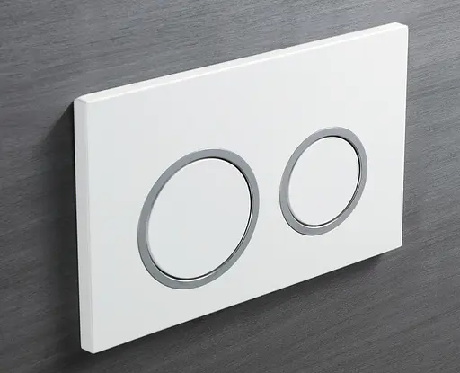 Панель змиву Koer KT-0605-03 220x140x12mm пластикова, кнопка кругла KR5316, Білий - фото 2