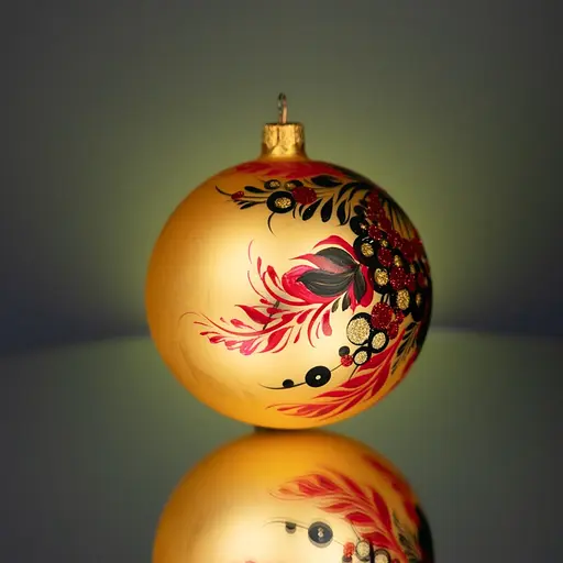 Набір ялинкових прикрас Різдвяні історії Петриківка калиновий скло (4820001165463) - фото 3