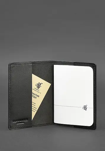 Кожаная обложка для паспорта и военного билета 1.3 черная Краст - фото 3