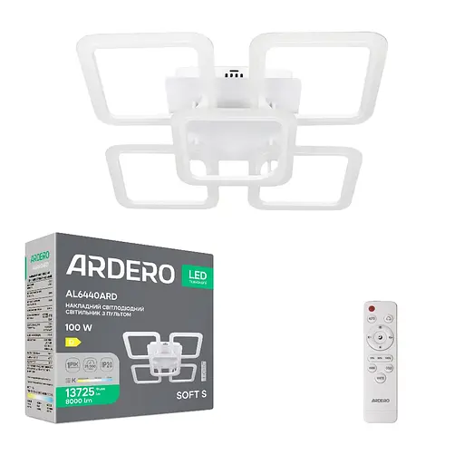 Світлодіодна накладна люстра Ardero AL6440ARD SOFT S 100 Вт біла - фото 1