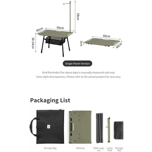 Складаний стіл Naturehike CNK2450JJ025, 60х40 см, алюміній, чорний - фото 2