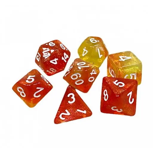Набір кубиків Double Color Glitter 7 Dice Set - Orange-Yellow , 7 шт. (g7dglitdc09) - фото 1