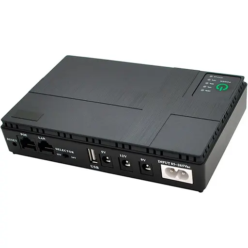 Источник бесперебойного питания (ИБП) для роутера Merlion MINI DC1018P DC-5V/9V/12V 18 W 10400 mAh Black (153365) - фото 1