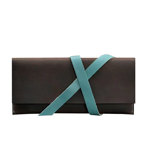 Кожаный женский тревел-кейс Voyager 1.0 темно-коричневый с бирюзовым. - фото 6