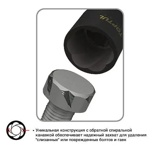 Головка для сорванных граней 1/2, 22 мм Toptul hoz0009511 - фото 2