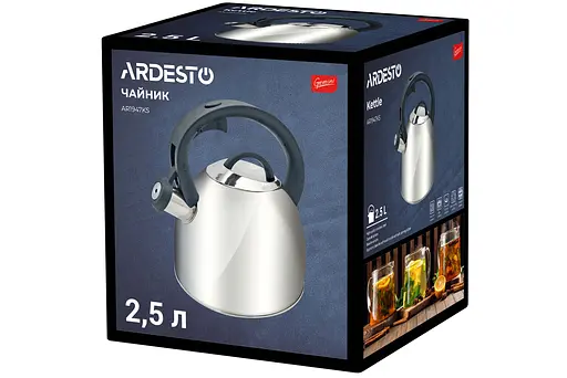 Чайник Ardesto Gemini Cremona 2.5 л серый нержавеющая сталь - фото 3