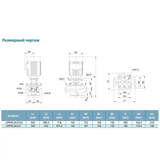 Насос циркуляционный вертикальный Leo 3.0 LPP50-28-4/2 380В 4кВт Hmax 32.5м Qmax 717л/мин (7714283) - фото 2
