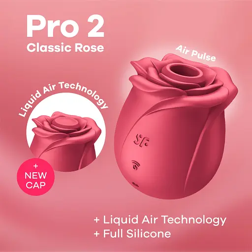 Вакуумний стимулятор клітора з вібрацією Satisfyer Pro 2 Classic Rose 7 см (червоний) - фото 7