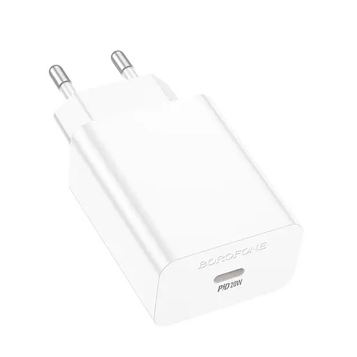 Мережевий зарядний пристрій Borofone BA21A Pro Long journey single port PD20W charger білий - фото 3