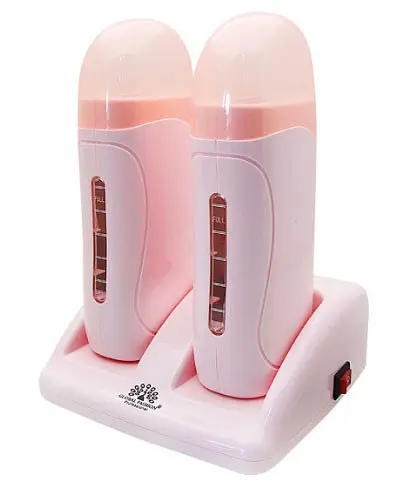 Воскоплав двокасетний Global Fashion Depilatory Heater 2в1 з підставкою для депіляції волосся Персиковий 40 Вт - фото 1